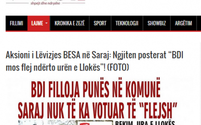 TerovaSot - Aksion i Levizjes BESA ne Saraj- Ngjiten posterat BDI mos flej nderto uren e Llokes