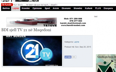 Tetova 1 - BDI sjell TV 21 ne Maqedoni
